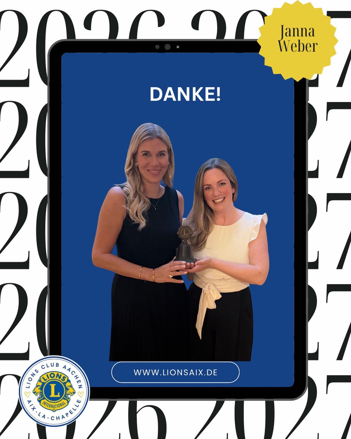 Danke, Janna. 💙💛

Mit der Ämterübergabe endet auch dein Amtsjahr als Präsidentin unseres Lions Clubs.

Hinter einem Präsidentschaftsjahr steckt weit mehr, als man von außen sieht: Organisation, Entscheidungen, Verantwortung und unzählige Stunden ehrenamtlichen Engagements.

Liebe Janna @janni__wbr , danke für deinen Einsatz, deine Zeit und dein Herzblut. Du hast unseren Club durch ein wichtiges Jahr begleitet und viele Weichen für die Zukunft gestellt. Dafür gebührt dir großer Respekt und ein herzliches Dankeschön.

Auch wenn dein Präsidentschaftsjahr nun endet, bleibst du unserem Vorstand als Past-Präsidentin erhalten. Wir freuen uns sehr darauf, weiterhin mit dir zusammenzuarbeiten und auf deine Erfahrung bauen zu können.

Danke für alles und auf ein neues Lionsjahr, das wir gemeinsam gestalten dürfen.